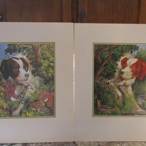 TWO HUNTING DOG PICTURES.
